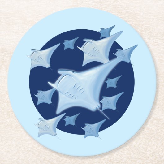 Grafik Design Manta Ray Lover Runder Pappuntersetzer (Vorderseite)