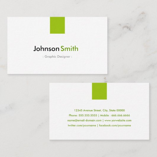 Grafik-Designer - Einfaches Mini-Grün Visitenkarte (Vorne/Hinten)