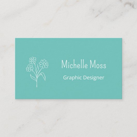 Grafik-Designer QR-Code Trendy Daisy Aquamarin Visitenkarte (Vorderseite)