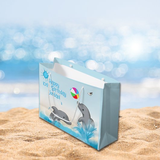 Grafik Dolphin Splash Volleyball Ozean Geburtstag Große Geschenktüte