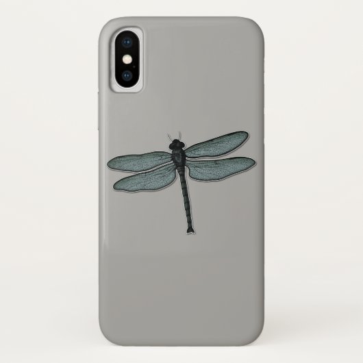 Grafik-Dragonfly Grau Art Case-Mate iPhone Hülle (Rückseite)