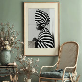 Grafik-Glamour: gestreiftes Avantgarde-Portrait Poster