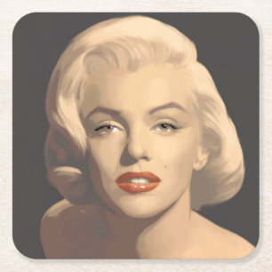Grafik Grau Marilyn Rechteckiger Pappuntersetzer