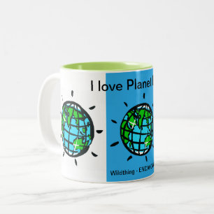 Grafik - I Liebe Planet Erde - Rett unseren Planet Zweifarbige Tasse