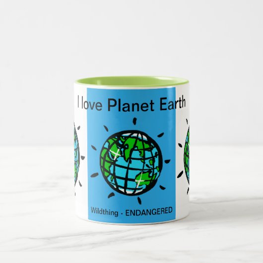 Grafik - I Liebe Planet Erde - Rett unseren Planet Zweifarbige Tasse (Mittel)