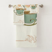 Grafik-Illustration, Natur Inspiriert Tea Time Badhandtuch Set (Insitu)
