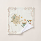 Grafik-Illustration, Natur Inspiriert Tea Time Badhandtuch Set (Waschlappen)