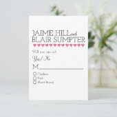 Grafik-Interplay Hochzeitskarte rosa Herz RSVP Karte (Stehend Vorderseite)