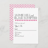 Grafik-Interplay Hochzeitskarte rosa Herz RSVP Karte (Vorne/Hinten)