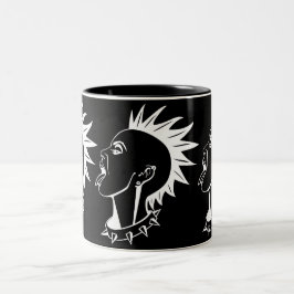 GRAFIK MODERN FEMALE PUNK ILLUSTRATION ZWEIFARBIGE TASSE