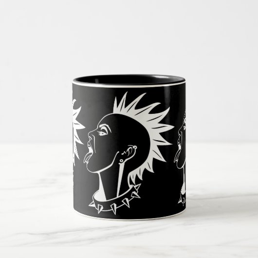 GRAFIK MODERN FEMALE PUNK ILLUSTRATION ZWEIFARBIGE TASSE (Mittel)