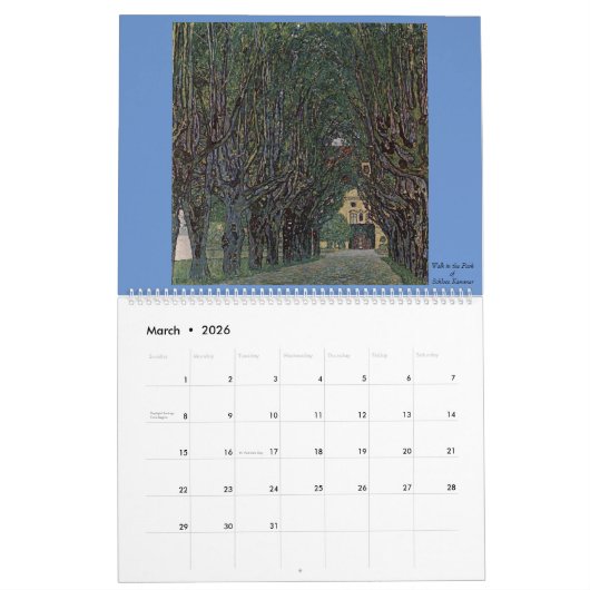 Grafik Nr. 2 Gustav Klimt Kalender (Mär 2026)