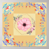 Grafik, Rosa Frühlingsblumen Illustration Poster (Vorne)