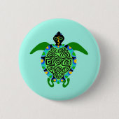 Grafik - Sea TURTLE - Tierfreund - Ocean Aqua Button (Vorderseite)