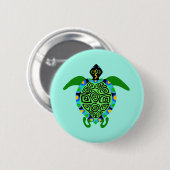 Grafik - Sea TURTLE - Tierfreund - Ocean Aqua Button (Vorne & Hinten)