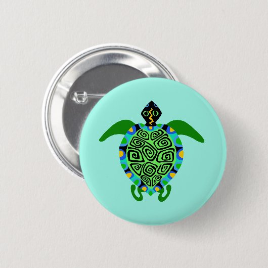 Grafik - Sea TURTLE - Tierfreund - Ocean Aqua Button (Vorne & Hinten)