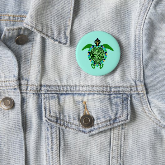 Grafik - Sea TURTLE - Tierfreund - Ocean Aqua Button (Beispiel)
