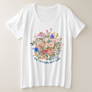 Grafik-T - Shirt für Blumen und Slogan