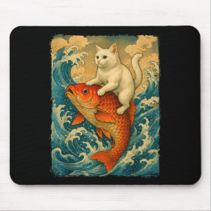Grafik-T-Shirt Männer Frauen Lustige Katze Koi Jap Mousepad
