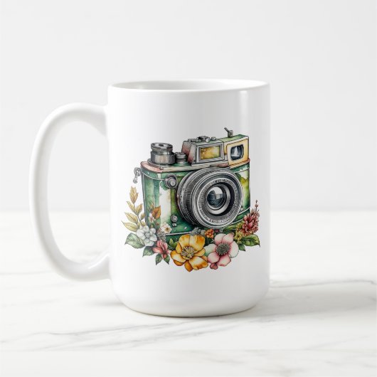 Grafik und Zitat | Vintage Kamera Kaffeetasse (Links)
