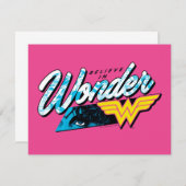 Grafik von Retro 80er "Glaube an Wunder" Mitteilungskarte (Vorne/Hinten)