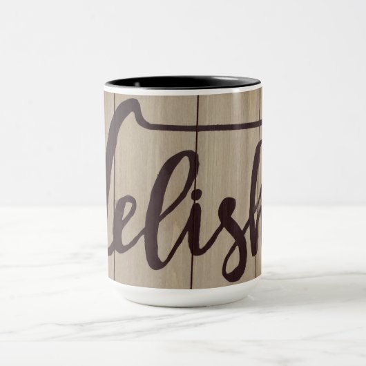 Grafik Word Art DELISH Rustic Brown Tasse (Zentrum)
