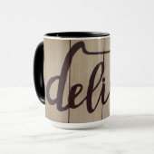 Grafik Word Art DELISH Rustic Brown Tasse (Vorderseite Links)