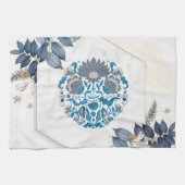 Grafikarbeit, Aquamariner Mandala-Blumenrahmen Geschirrtuch (Horizontal)