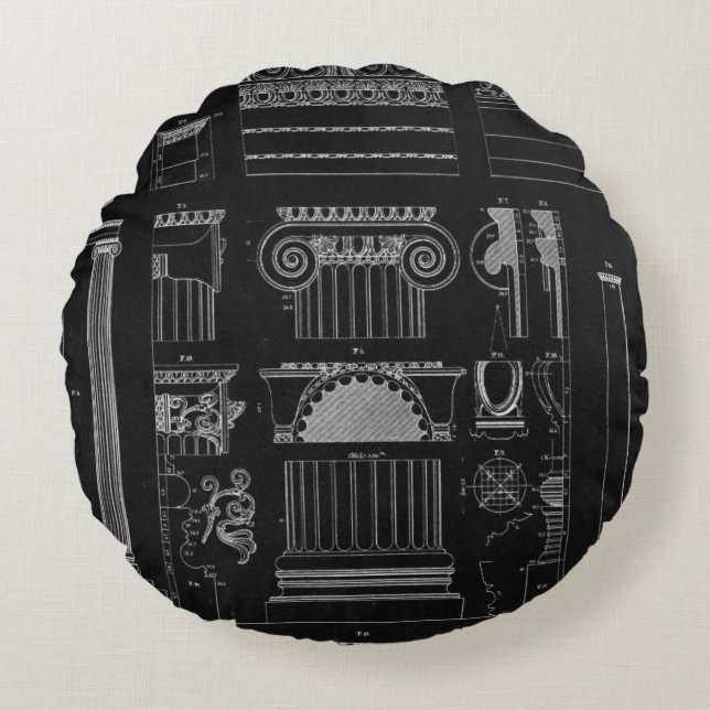 Grafikarchitektur IV Rundes Kissen (Vorderseite)