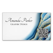 Grafikdesign Aquamarin Geode QR-Code Magnetische Visitenkarte (Vorderseite)