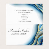 Grafikdesign Aquamarine Goldfarben, benutzerdefini Visitenkarten (Außenseite Aufgefaltet)