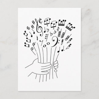 Grafikdesign: Blume von musikalischen Noten - Postkarte