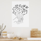 Grafikdesign : Blume von Musiknoten - Poster (Küche)