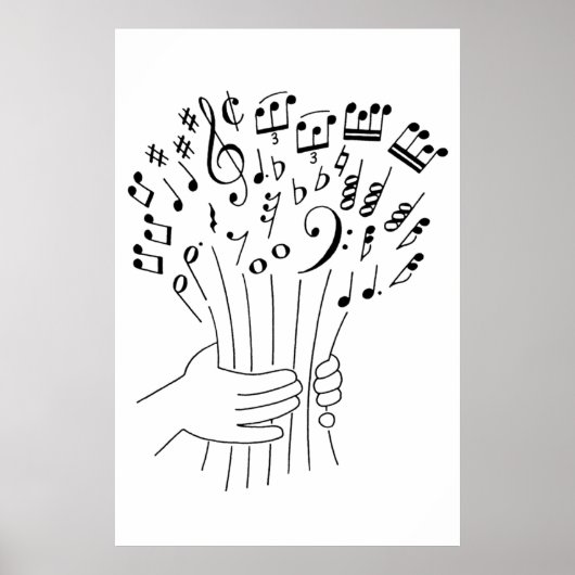 Grafikdesign : Blume von Musiknoten - Poster (Vorne)