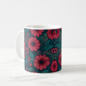 Grafikdesign der roten Blume Kaffeetasse (Vorderseite Links)