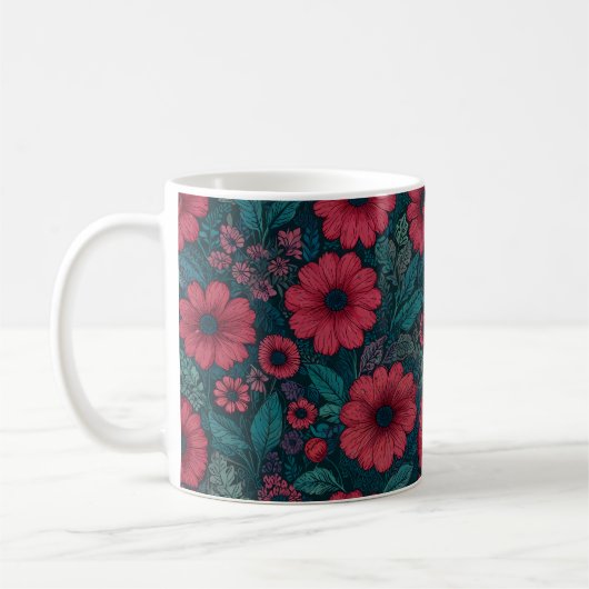 Grafikdesign der roten Blume Kaffeetasse (Links)