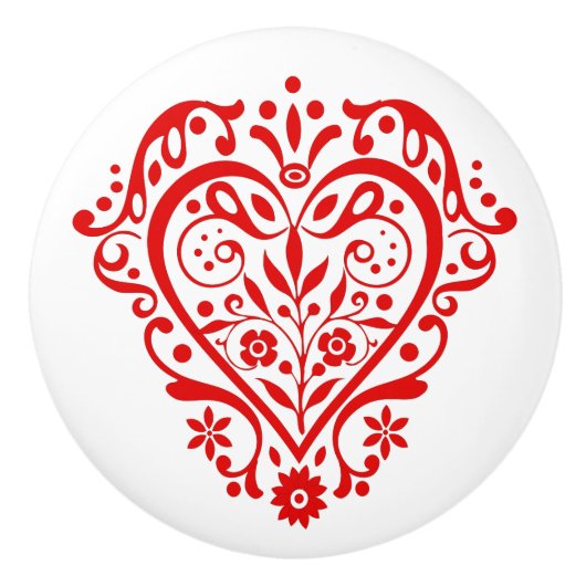 Grafikdesign für das rote Herz Keramikknauf (Vorderseite)