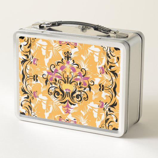 Grafikdesign, gotische Blume, Lebensdauer Metall Brotdose (Rückseite)