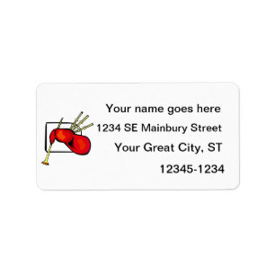 Grafikdesign in Bagpipe, rot und braun Adressaufkleber