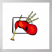 Grafikdesign in Bagpipe, rot und braun Poster (Vorne)