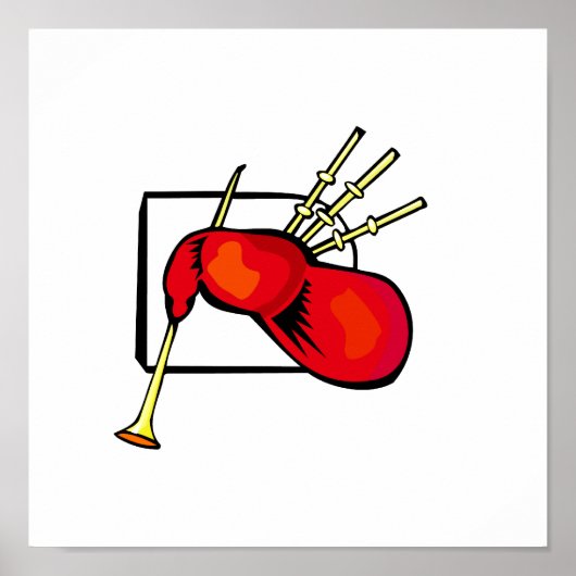 Grafikdesign in Bagpipe, rot und braun Poster (Vorne)