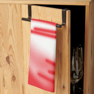 Grafikdesign mit fett rotem und orangefarbenem Des Geschirrtuch