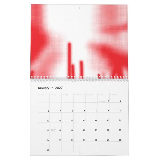 Grafikdesign mit fett rotem und orangefarbenem Des Kalender (Jan 2027)