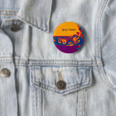 Grafikdesign Muster - violett orange + Text Button (Beispiel)