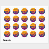 Grafikdesign Muster - violett orange + Text Runder Aufkleber (Blatt)