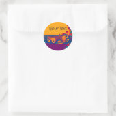 Grafikdesign Muster - violett orange + Text Runder Aufkleber (Tasche)