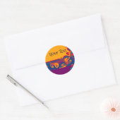 Grafikdesign Muster - violett orange + Text Runder Aufkleber (Umschlag)