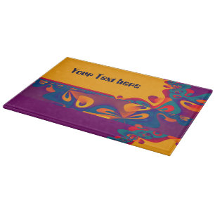 Grafikdesign Muster - violett orange + Text Schneidebrett