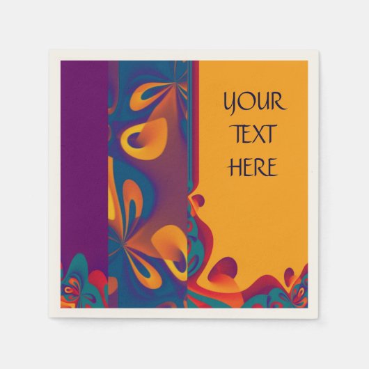 Grafikdesign Muster - violett orange + Text Serviette (Vorderseite)