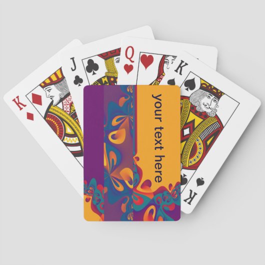 Grafikdesign Muster - violett orange + Text Spielkarten (Rückseite)